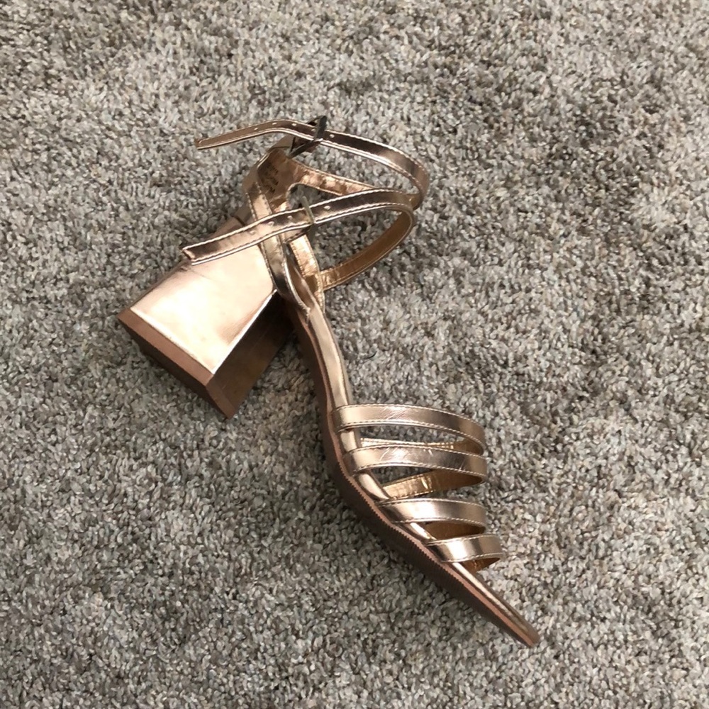 Rose gold heeled sandals